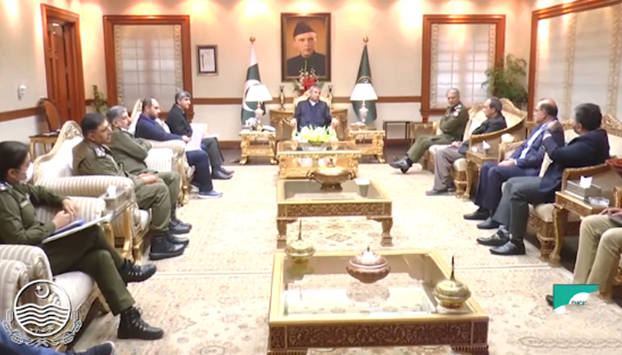 This still shows Chief Minister Mohsin Naqvi chairing the 33rd meeting of the Punjab Safe Cities Authority on December 18, 2023. — Facebook/Govt of Punjab