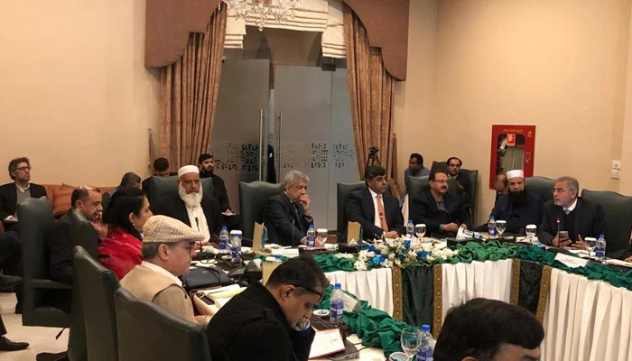 Caretaker Commerce Minister Gohar Ejaz chairs a meeting on December 8, 2023. — X/@Gohar_Ejaz1