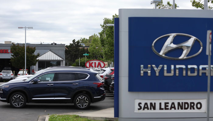 New Hyundai cars are displayed on the sales lot at San Leandro Hyundai on May 30, 2023 in San Leandro, California. — AFP