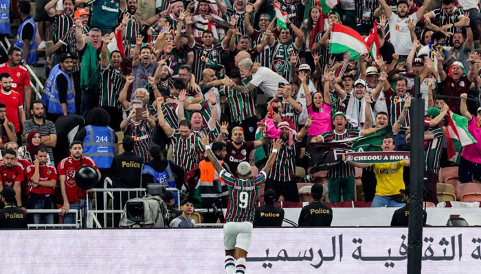 John Kennedy celebrates Fluminenses second goal in the 2-0 win over Al Ahly. — AFP File