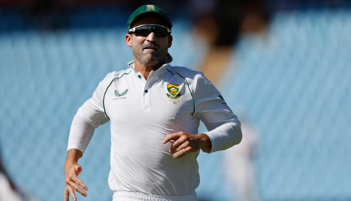 South Africas Dean Elgar runs to field during the second day of the first Test cricket match between South Africa and West Indies at Supersport Park in Centurion on March 1, 2023. — AFP