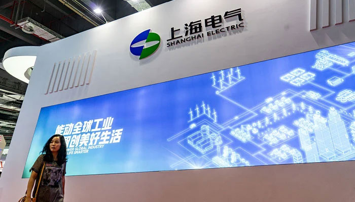 The Shanghai Electric booth at an exhibition in Shanghai on Sept 20, 2018. — AFP