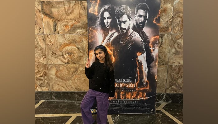 A girl gets possessed in front of the Dhai Chaal poster on December 15, 2023. — Facebook/Dhai Chaal