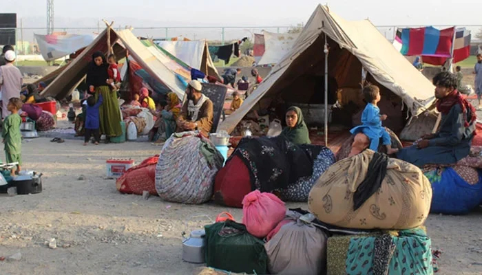 Afghan refugees rest in tents at a makeshift shelter camp in Chaman, a town on the border with Afghanistan. — AFP/File