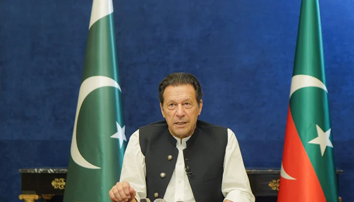 Former prime minister and PTI Chairman Imran Khan speaks with the public in Lahore on May 30, 2023. — Facebook/Imran Khan