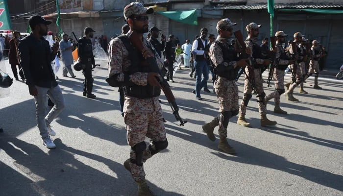 This image shows Sindh Rangers personnel. — AFP/File