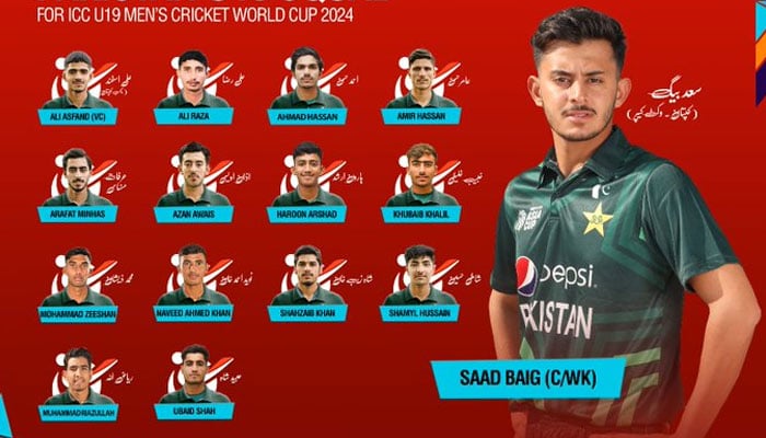 The image shows the squad of the Pakistan Under-19 team. — x/TheRealPCBMedia
