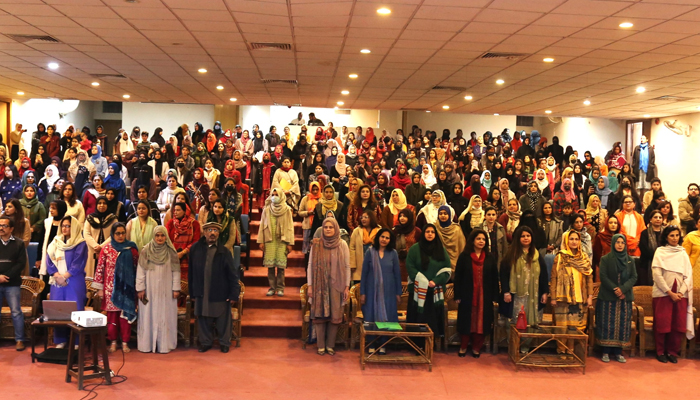 VC Prof. Dr. Uzaira Rafique and  Fatima Jinnah Women University (FJWU) Faculty staff take a pose on the 25th annual day of Fatima Jinnah Women University (FJWU) on December 28, 2023. —Facebook/Fjwu_Official