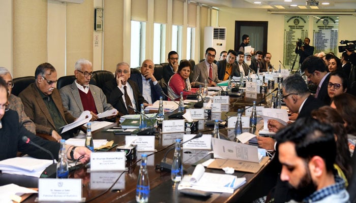 Caretaker Minister for Finance, Revenue and Economic Affairs, Dr Shamshad Akhtar chairs a meeting of the Economic Coordination Committee (ECC) of the Cabinet on Dec 28, 2023. — PID
