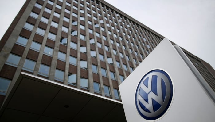 The logo of German carmaker Volkswagen (VW) outside the main administrative building of the Volkswagen brand at the VW plant in Wolfsburg.—AFP/File