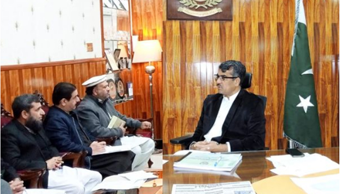 Bannu division commissioner chairing a meeting at his office in Bannu on December 29, 2023.—Facebook/Commissioner Bannu Division