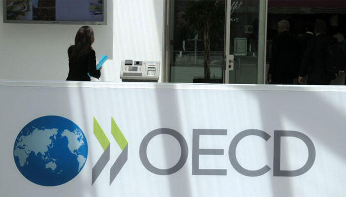 AFP File photo of the OECD logo outside its headquarters in Paris.