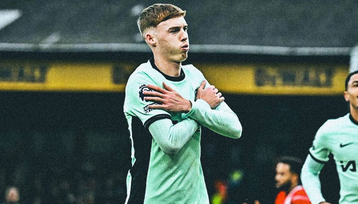 Chelseas Cole Palmer (L) celebrates after scoring against Luton. X/@Bluecoxtra