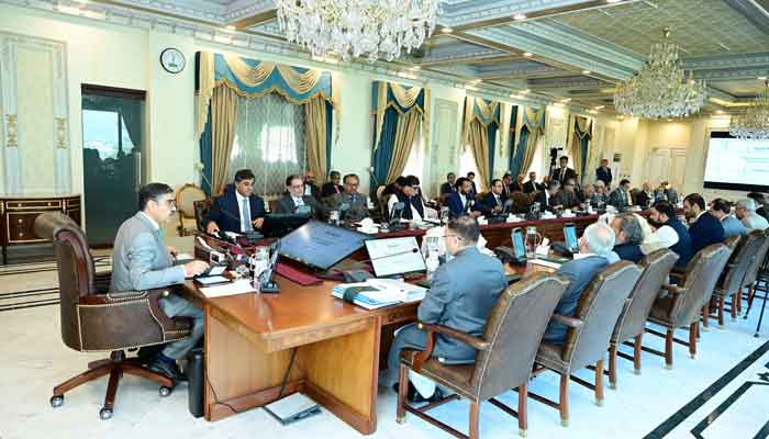 Caretaker Prime Minister Anwaar-ul-Haq Kakar chairs a meeting of the cabinet on October 30, 2023. —PMO