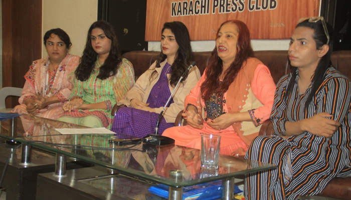Executive Director Gender Interactive Alliance Bindiya Rana speaks at a press conference at the Karachi Press Club on January 2, 2024. — Facebook/Bindiya Rana