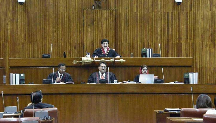 Senate during a session under chair of Sadiq Sanjrani. — APP/File
