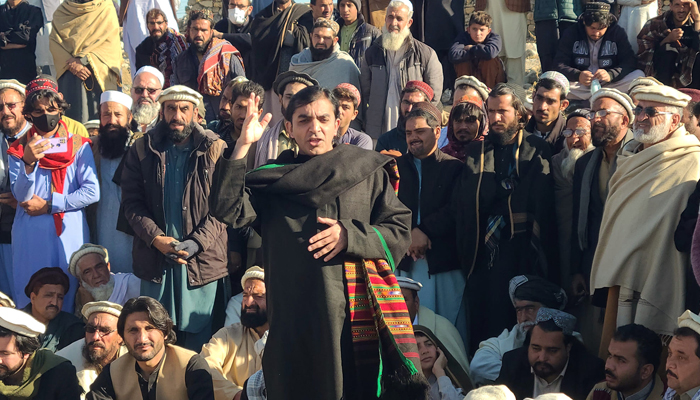 Former Member National Assembly and National Democratic Movement chairman Mohsin Dawar speaks during a gathering of supporters on December 25, 2023. — Facebook/Mohsin Dawar