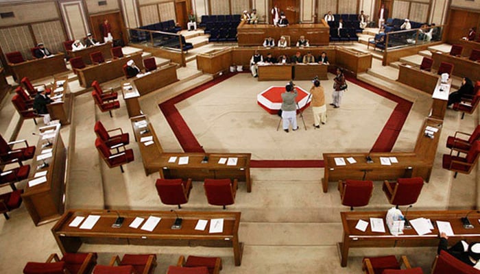 Balochistan assembly can be seen from the inside in this aerial view. — APP/File