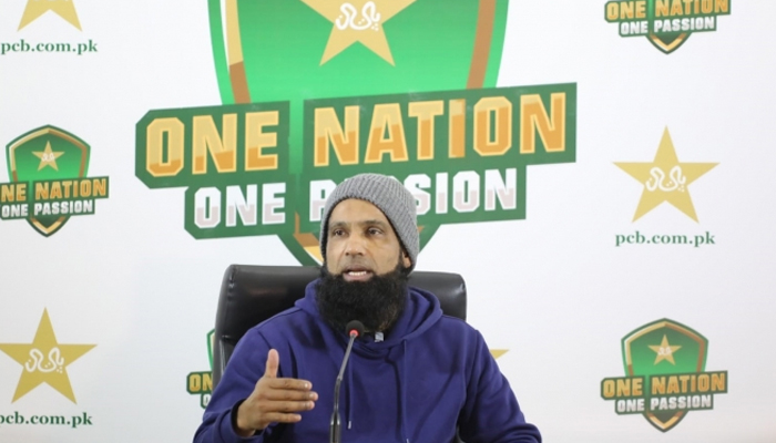 Pakistan Under-19 Head Coach Mohammad Yousuf during a press conference on January 4, 2024. — PCB