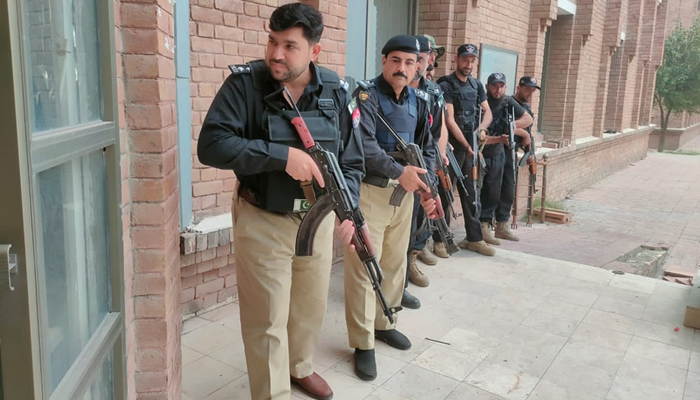 Nowshera police personnel during a drill on November 7, 2023. — Facebook/Nowshera Police