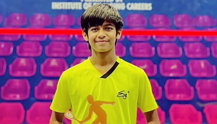 Huzaifa Shahid, Pakistans junior squash player can be seen on November 5, 2023. — Instagram/@huzaifashahidofficial