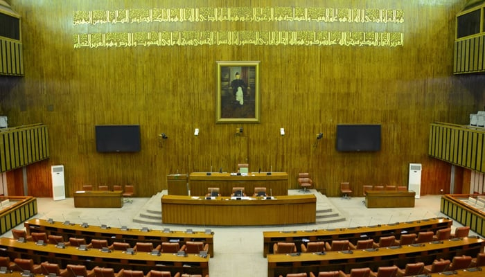 An inside view of the Senate of Pakistan hall. — APP/File