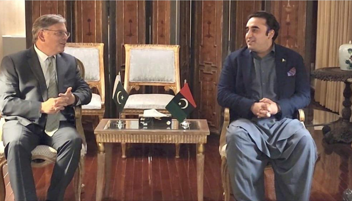 The ambassador of the US Donald Blome (L) while meeting with the Chairman PPP Bilawal Bhutto Zardari at Zardari House, Islamabad on January 8, 2024. — Facebook/Pakistan Peoples Party - PPP