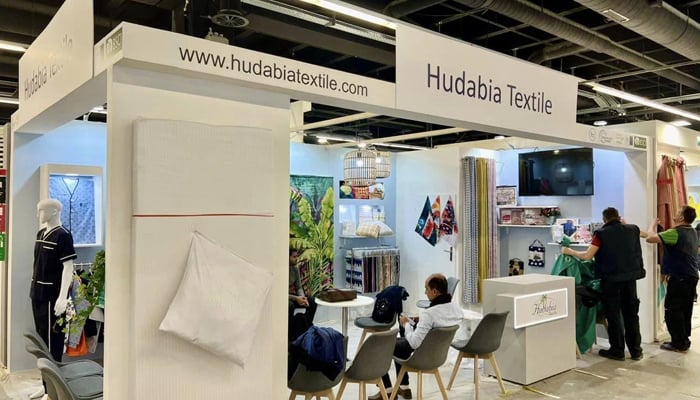People check the products on a stall at Heimtextil, the international trade fair for home and contract textiles in Frankfurt, Germany on January 9, 2024. — Facebook/Hudabia Textile