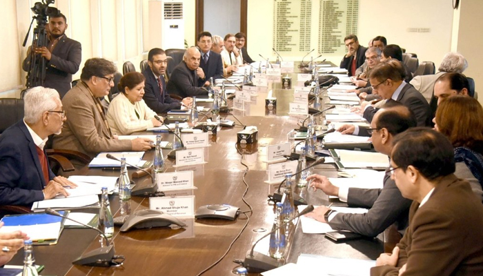 The Economic Coordination Committee (ECC) can be seen in session under the chair of Caretaker Finance Minister DR Shamshad Akhtar on January 9, 2024. — X/@Financegovpk