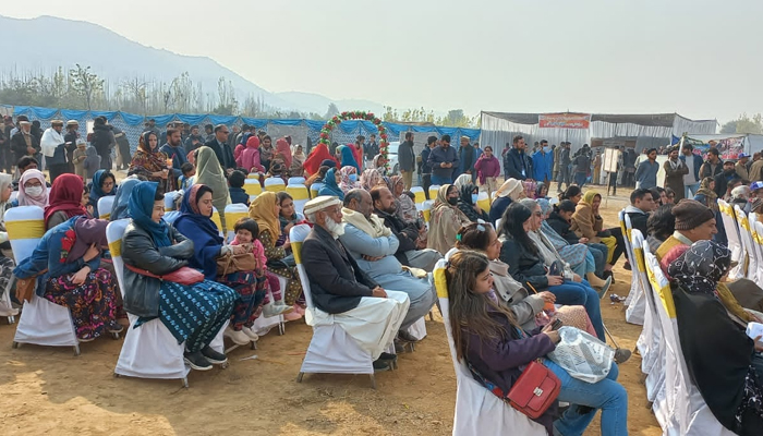 People sit during the second annual Gandhara Resource Centre Pakistan (GRCP) event in Taxila on January 8, 2024. — Facebook/National Tea & High value crops Research Institute Shinkiari