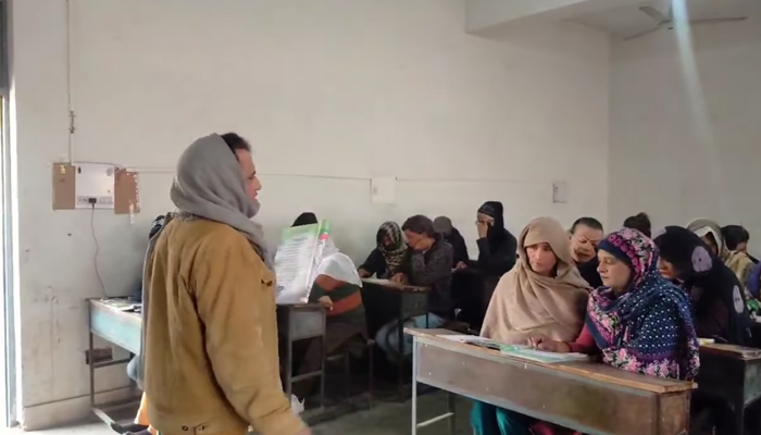 Transgender people are getting elementary education in school during special classes at Islamia Higher Secondary School, Liaquat Bagh on January 9, 2024. — Facebook/Rawalpindi Police