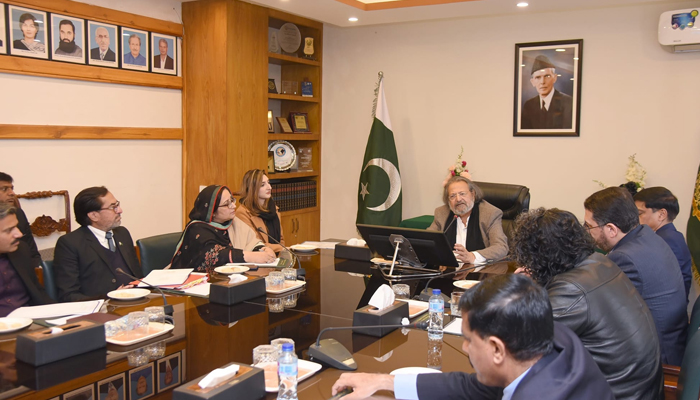 Federal Minister MOFE&PT Madad Ali Sindhi chairs a meeting of private educational institutions on January 9, 2024. — Facebook/Ministry of Federal Education and Professional Training Pakistan