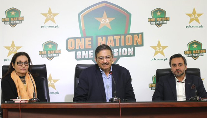 PCB Management Committee chairman Zaka Ashraf (c) speaks during a press conference on January 10, 2024. — APP