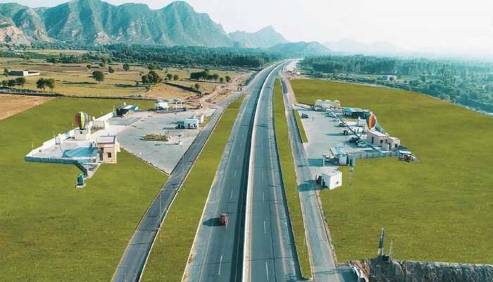 This image shows an aerial view of a motorway in KP on October 5, 2020. — Facebook/Pakistan Tehreek-e-Insaf