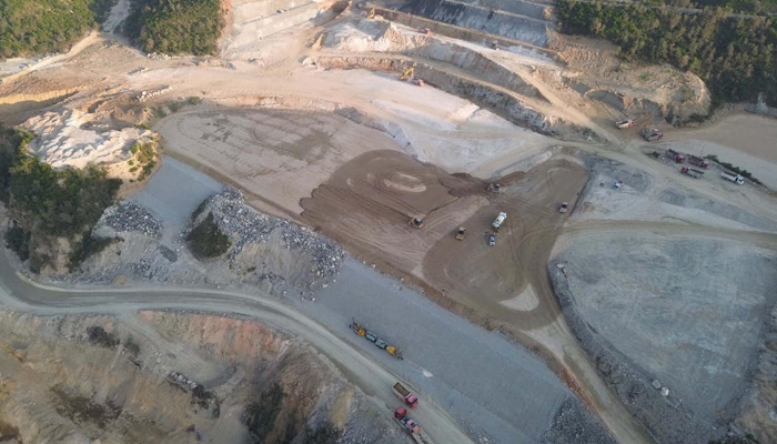 An aerial view of the construction site of the Tarbela Dam can be seen on December 23, 2023. — Facebook/WAPDA