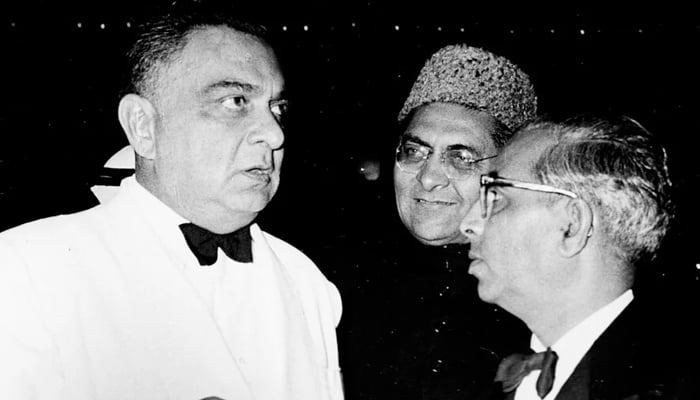 Former president Iskander Mirza (L) with Ahmed Dawood (R). —The Dawood Foundation