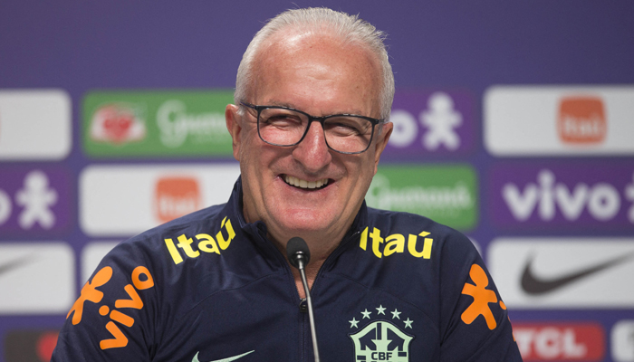 Dorival Junior smiles during his presentation as the new coach of the Brazilian national football team, at the headquarters of the Brazilian Football Confederation in Rio de Janeiro, on January 11, 2024. — AFP