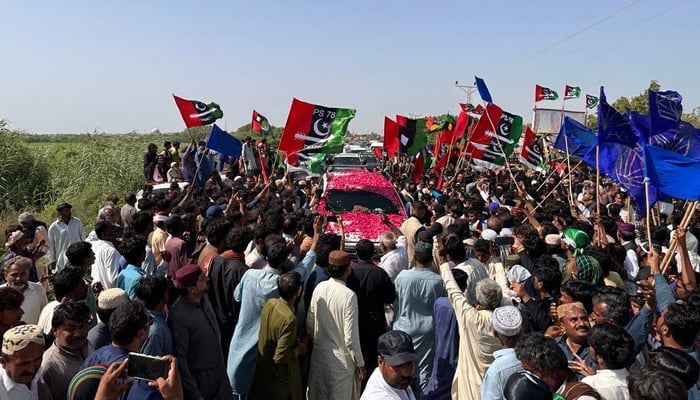 PPP workers welcome their leader during a party rally in this picture released on September 9, 2023. — Facebook/Pakistan Peoples Party - PPP