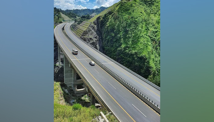 This image released on October 4, 2020 shows an aerial view of the Hazara Motorway. — X/@zeesaggoo