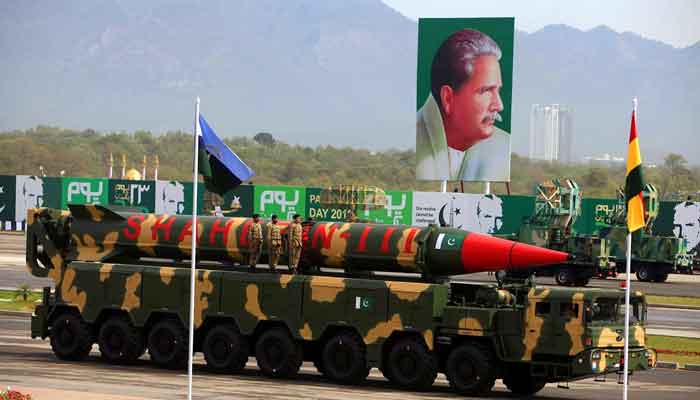 The Shaheen-III missile is displayed during the Pakistan Day parade in Islamabad, March 23, 2016.—Reuters/File