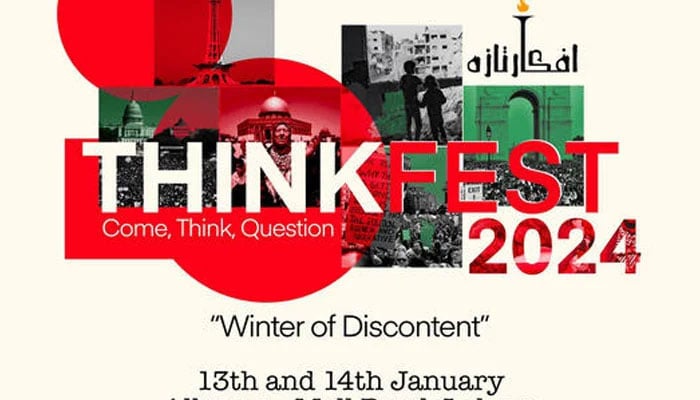 The image shows a poster of the seventh edition of Afkar-e-Taza ThinkFest. — Facebook/ThinkFestPakistan