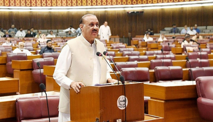 Former opposition leader in the National Assembly, Raja Riaz Ahmed can be seen in this image.—NNI