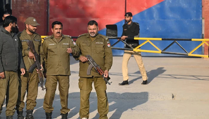 Punjab Police stands guard outside a jail. — AFP/File