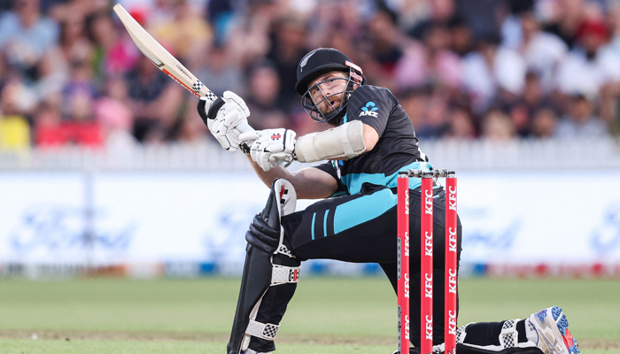 Kane Williamson bats during the second Twenty20 international cricket match between New Zealand and Pakistan at Seddon Park in Hamilton on January 14, 2024. —AFP