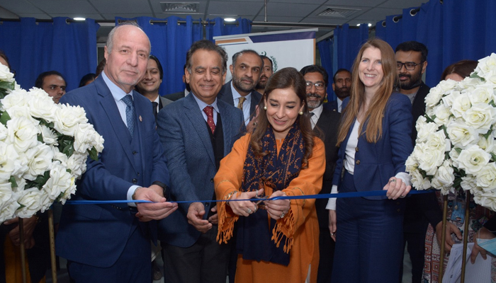 Ayesha Raza Farooq, Chairperson for the Special Committee on Anti-Rape Law and National Commission on Rights of Child cuts the ribbon during the inauguration at PIMS in Islamabad on January 15, 2024. — APP