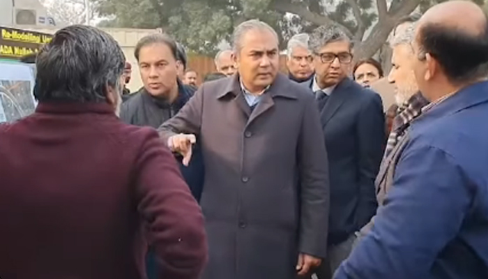 Chief Minister Mohsin Naqvi can be seen in this screengrab at the Flyover Project, Walton Road on January 17, 2024. — Govt of Punjab