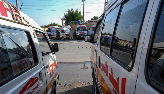 Ambulances are parked at a hospital in Punjab Province. — AFP/File