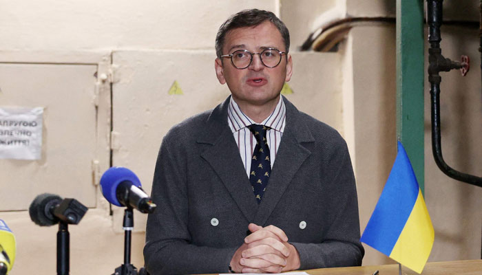 Ukraines Foreign Minister Dmytro Kuleba speaks during a press conference in Kyiv, Ukraine, on January 7, 2024. — AFP