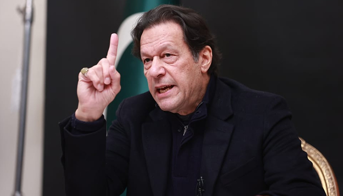 Founding Chairman of Pakistan Tehreek-e-Insaf (PTI) Imran Khan speaks in Lahore on March 8, 2023. — Facebook/Imran Khan