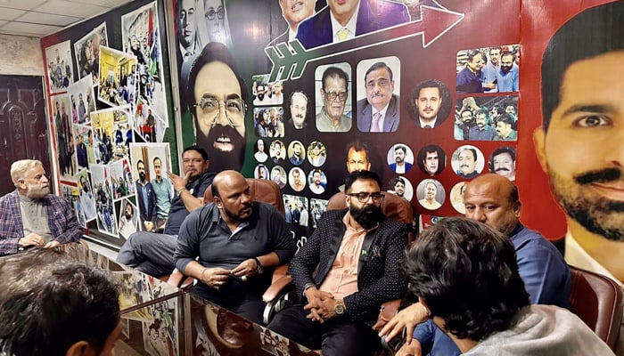 Syed Muhammad Naqi (c) of PPP sits during a meeting in Karachi on January 17, 2024. — Facebook/Syed Muhammad Naqi